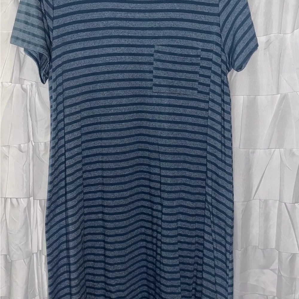 LuLaRoe Blue Striped Carly Dress